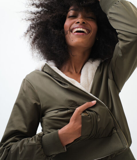 Reversible Woven & Faux Fur Hooded Jacket