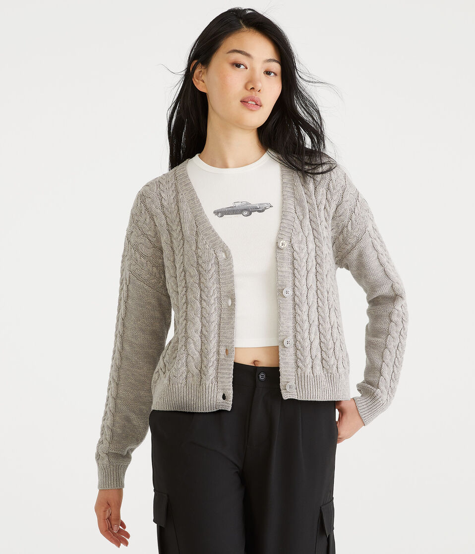Long Sleeve Cable Knit Cardigan