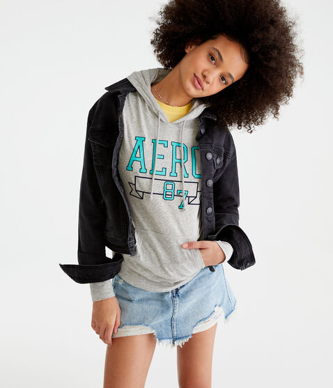 Long Sleeve Aero 87 Hooded Graphic Tee Long Sleeve Aero 87 Hooded Graphic Tee