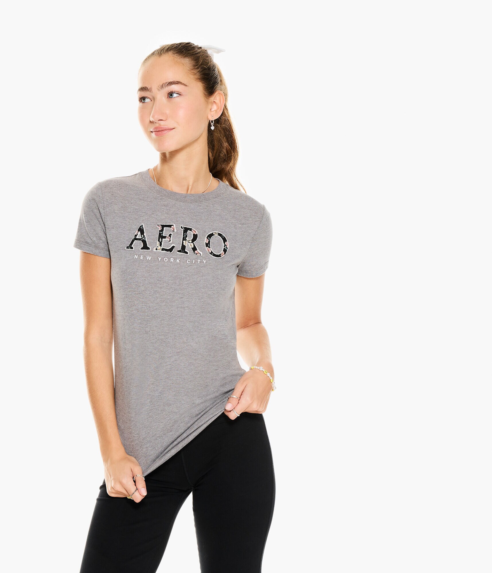 Aero Floral Fill Appliqu&eacute; Graphic Tee