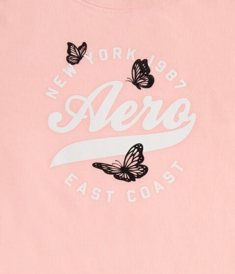 Aero Circle Butterflies Flocked Graphic Tee Aero Circle Butterflies Flocked Graphic Tee