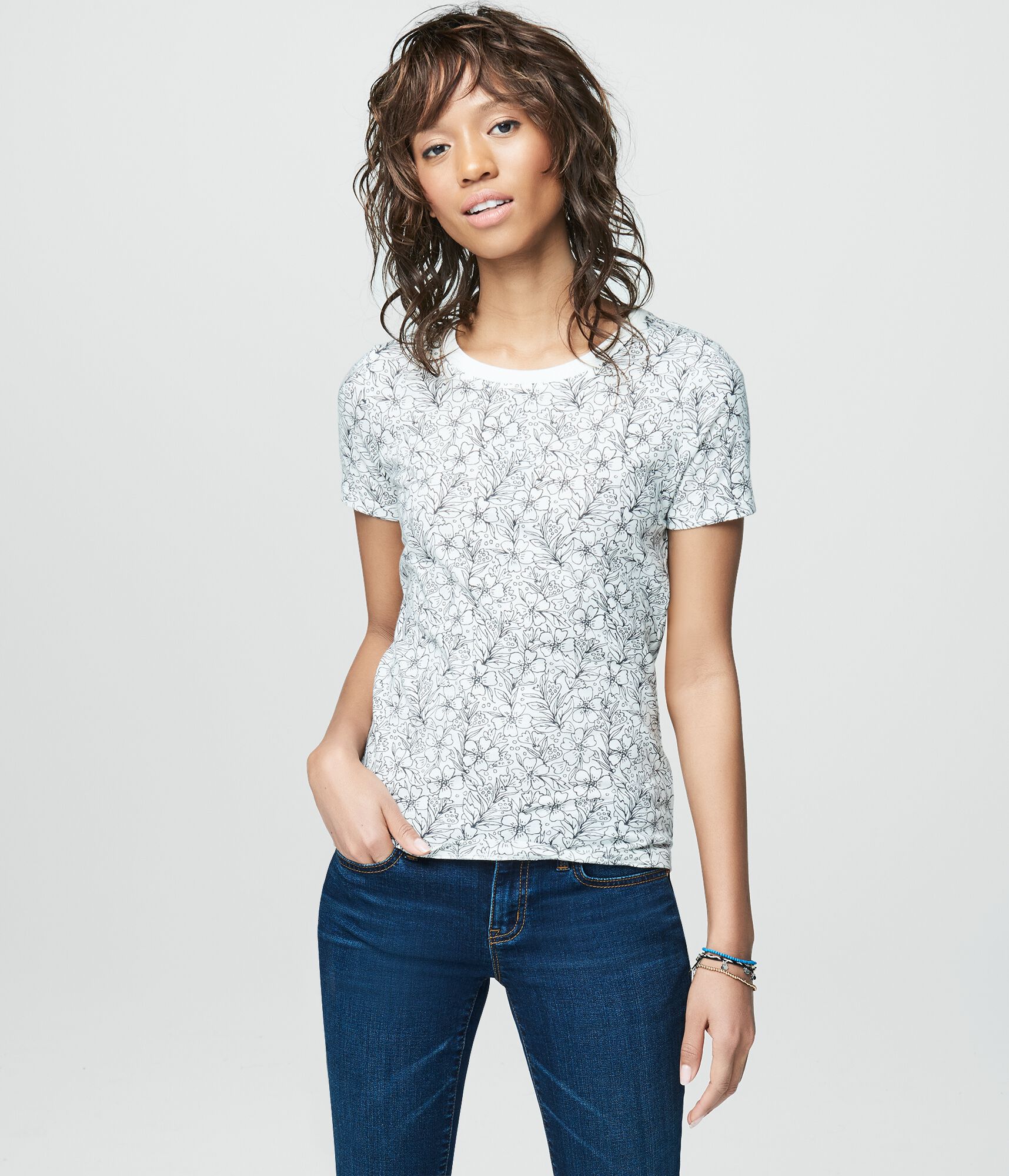 Prince &amp; Fox Flower Sketch Skinny Tee