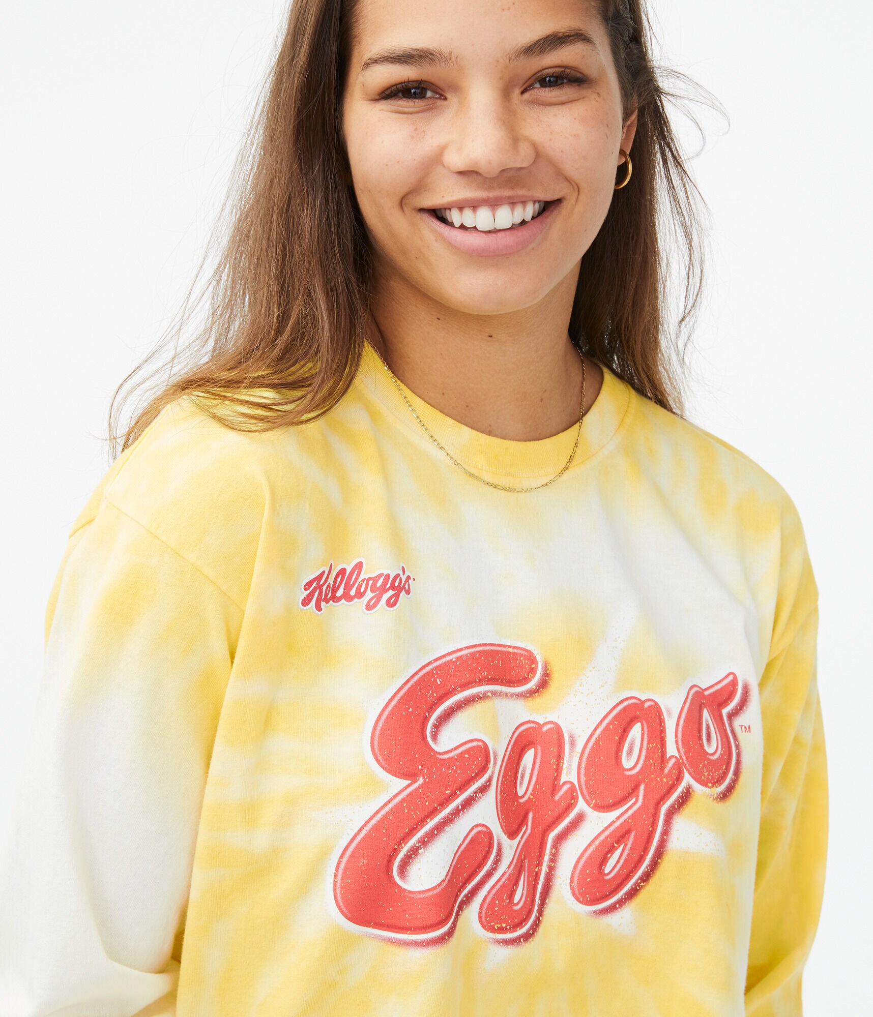 Long Sleeve Kellogg's Eggo Waffles Cropped Graphic Tee***