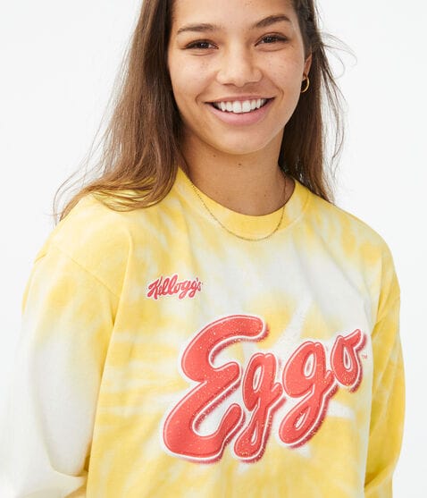 Long Sleeve Kellogg's Eggo Waffles Cropped Graphic Tee*** Long Sleeve Kellogg's Eggo Waffles Cropped Graphic Tee***