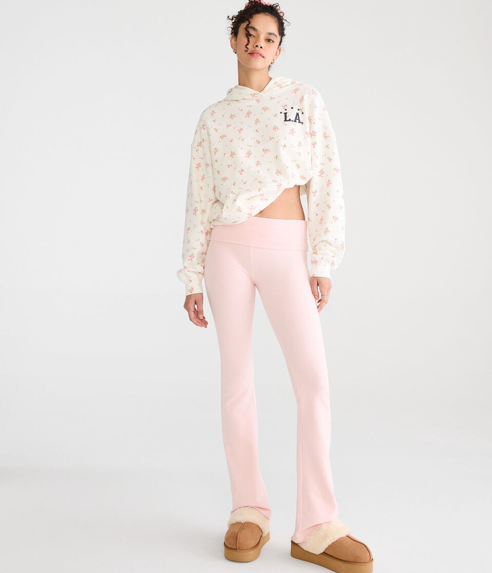 Mid-Rise Fold-Over Bootcut Pants