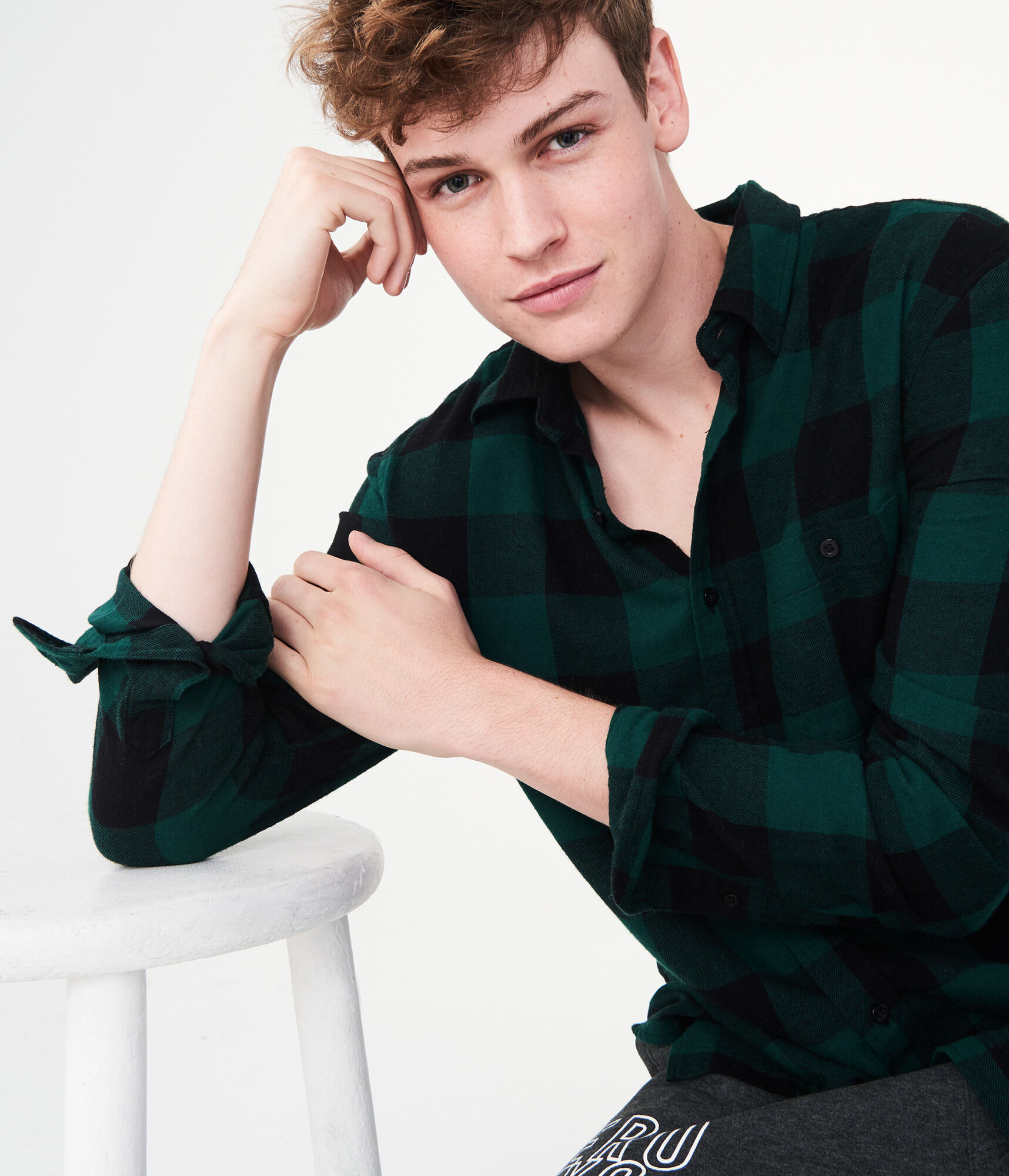 Long Sleeve Buffalo Check Flannel Woven Shirt