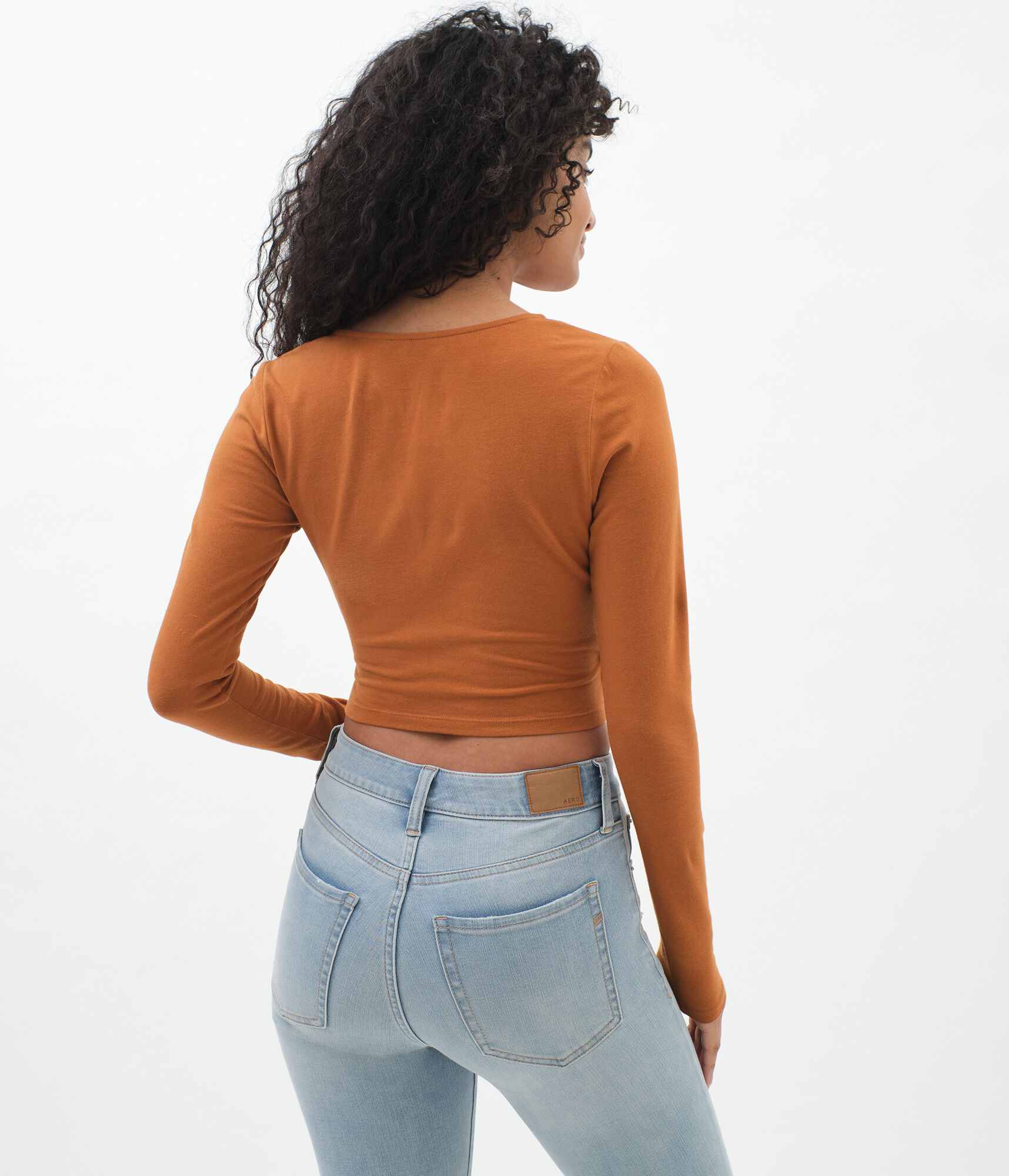 Long Sleeve Surplice Crop Top***