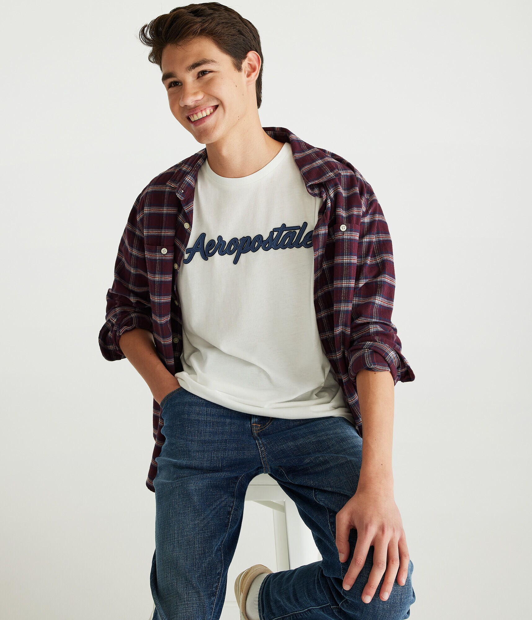 Aeropostale Script Logo Appliqu&eacute; Graphic Tee