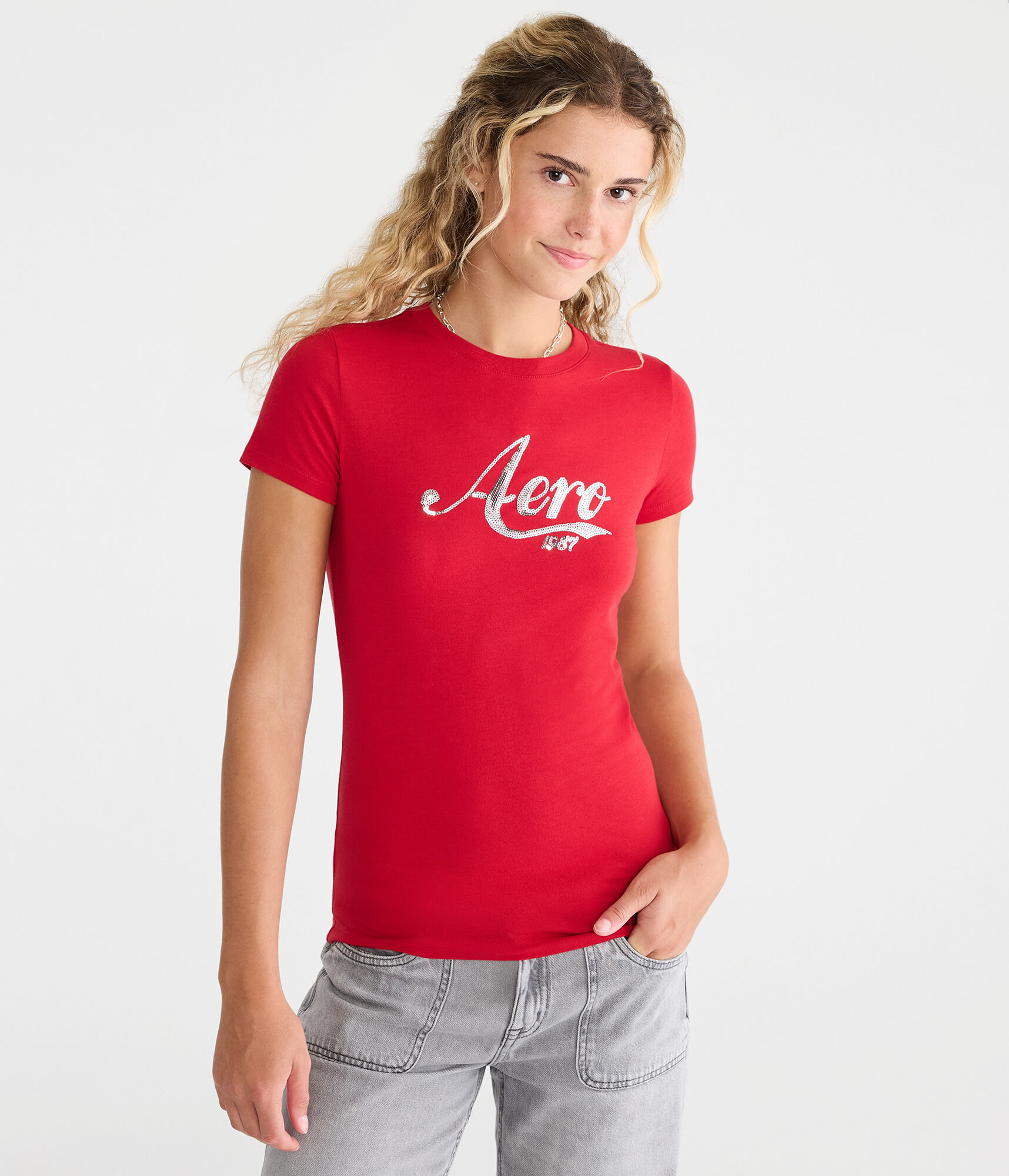 Aero Sequin Logo Graphic Tee