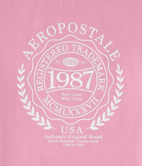 Aeropostale Laurel Circle Flocked Graphic Tee Aeropostale Laurel Circle Flocked Graphic Tee