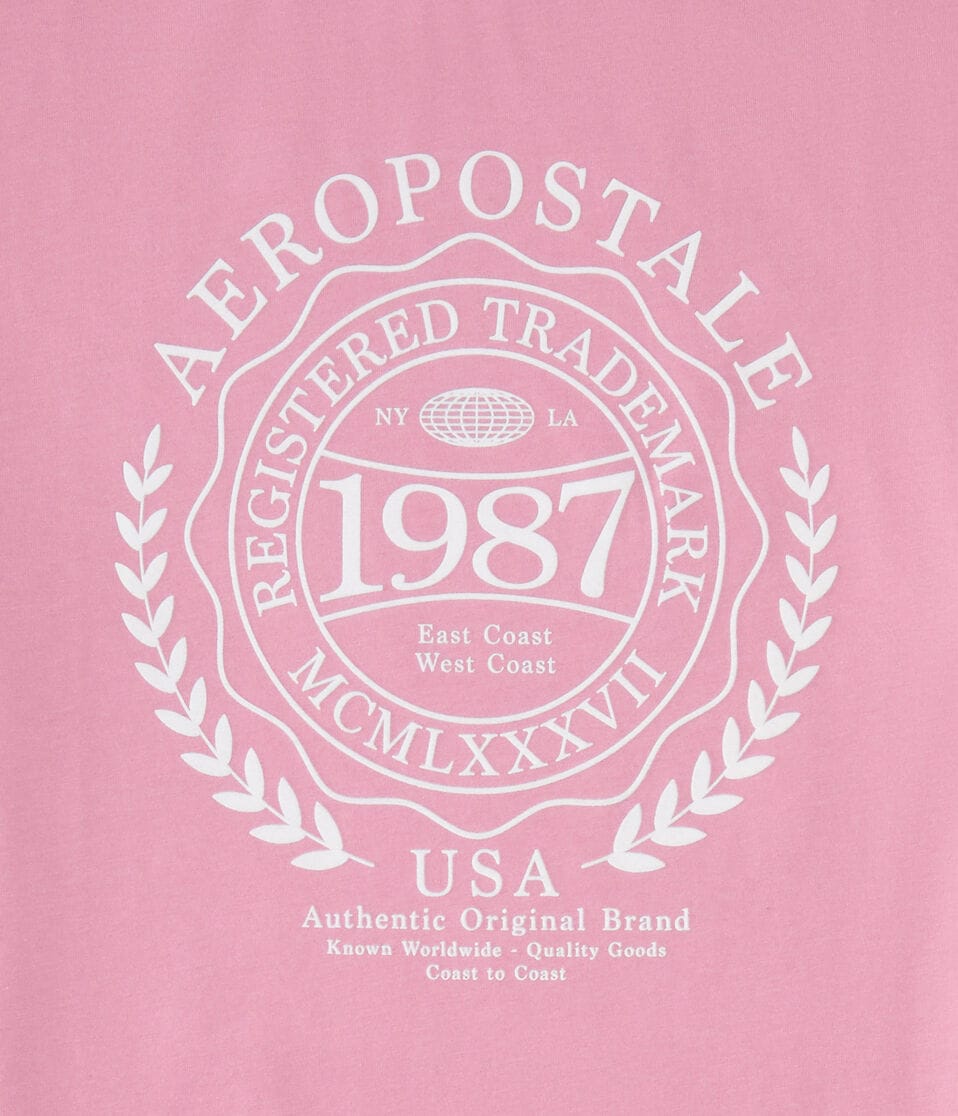 Aeropostale Laurel Circle Flocked Graphic Tee