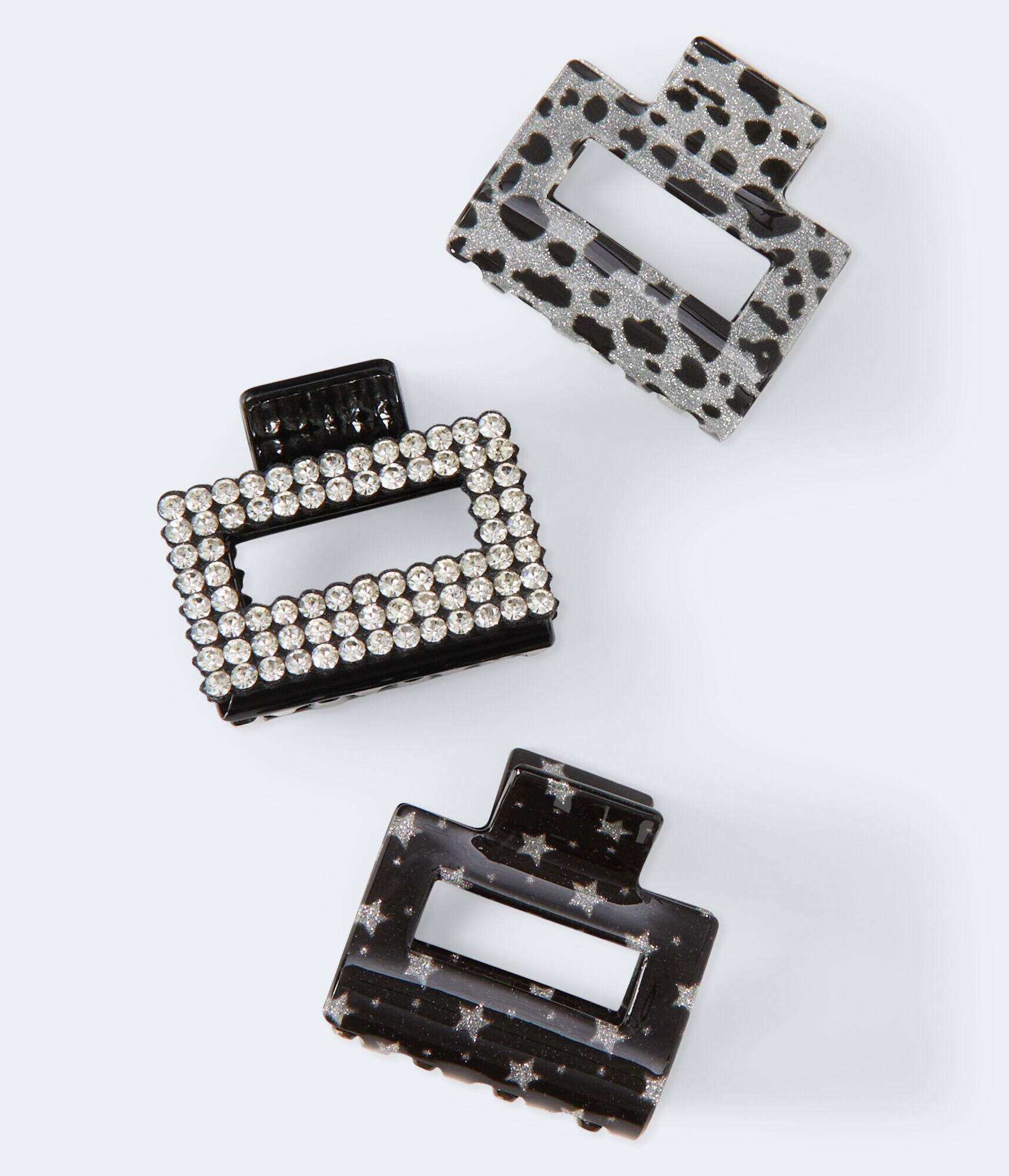 Glitter Square Claw Hair Clip 3-Pack