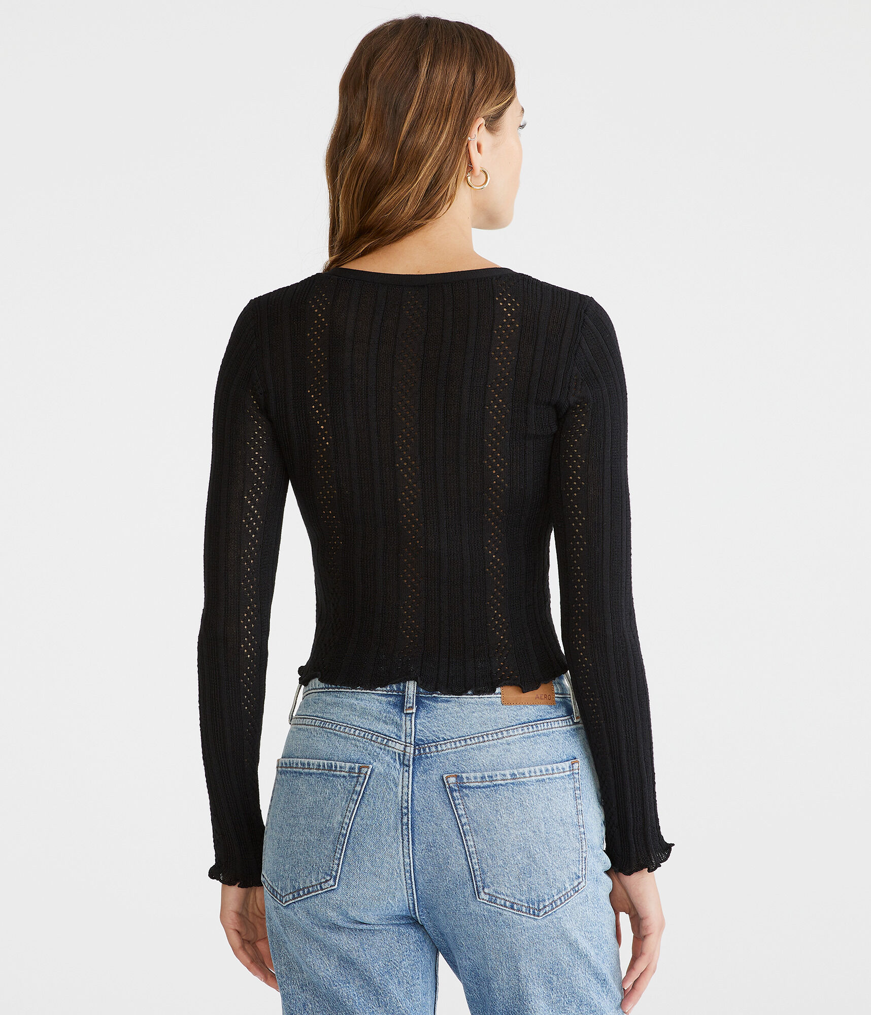 Long Sleeve Textured Cropped Cardigan