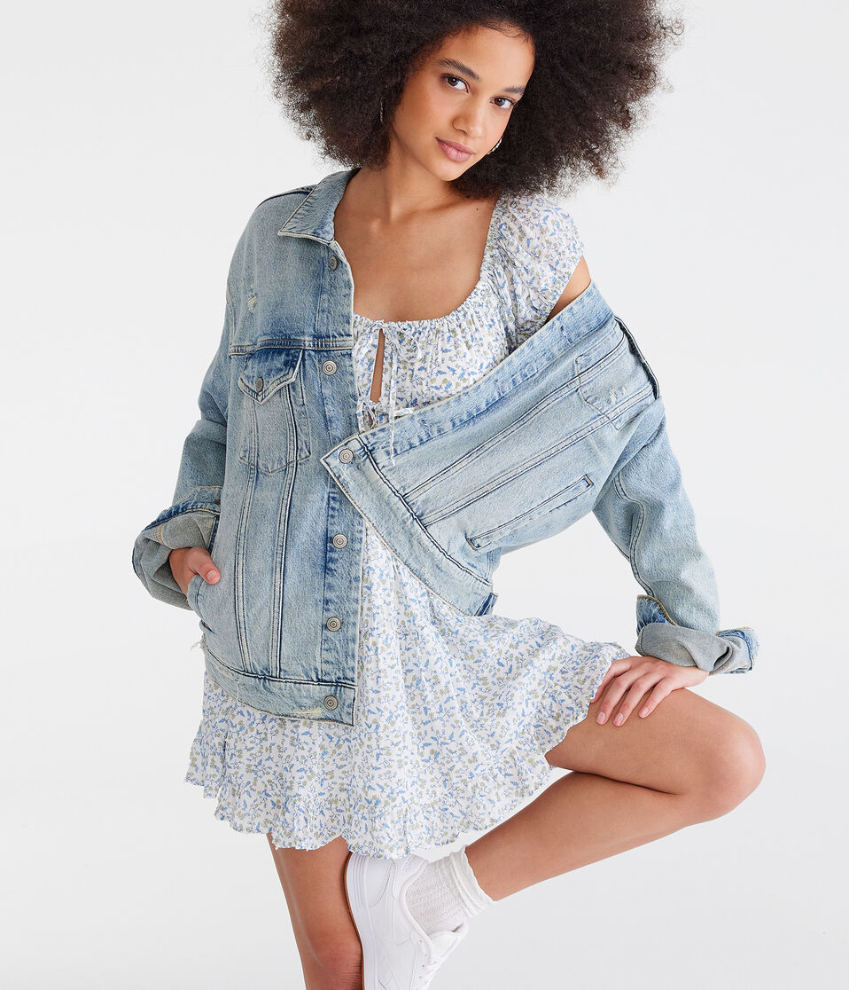 Floral Scoop-Neck Double-Tie Fit & Flare Dress Floral Scoop-Neck Double-Tie Fit & Flare Dress