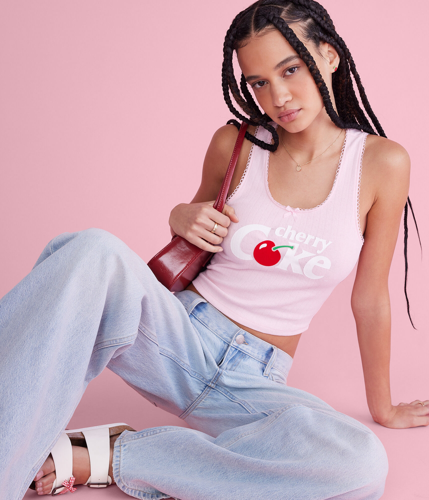 Cherry Coke Cropped Scoop-Neck Tank