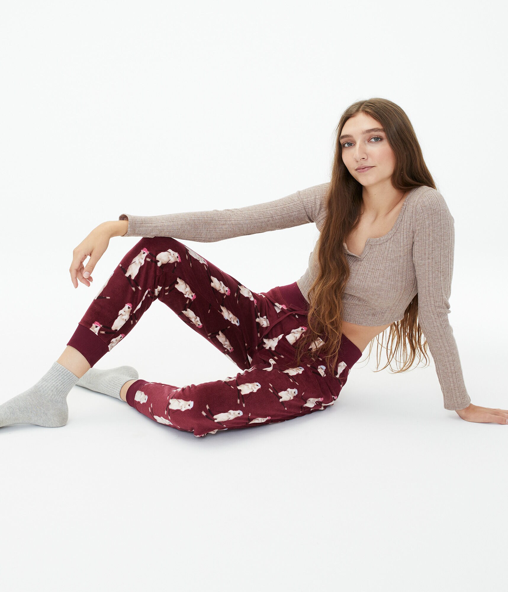 Skiing Polar Bears Polyfleece Joggers