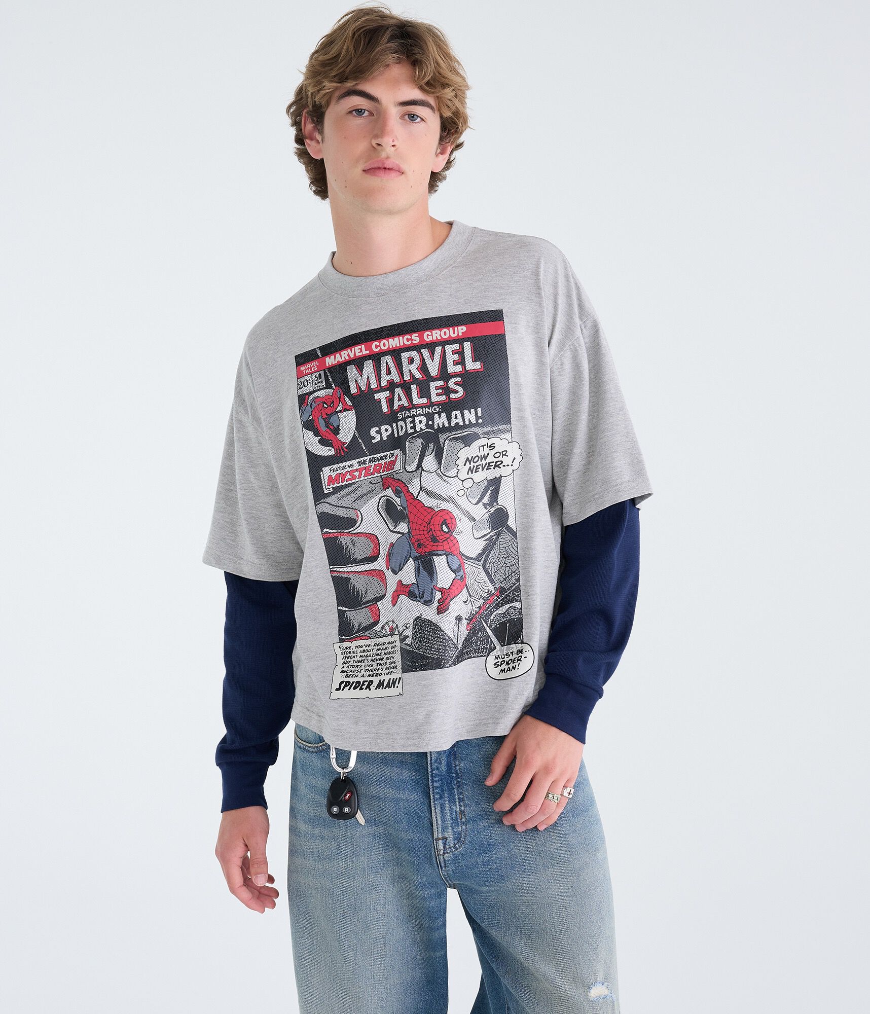 Marvel | A&eacute;ropostale Long Sleeve Spider-Man Comic Boxy 2Fer Tee