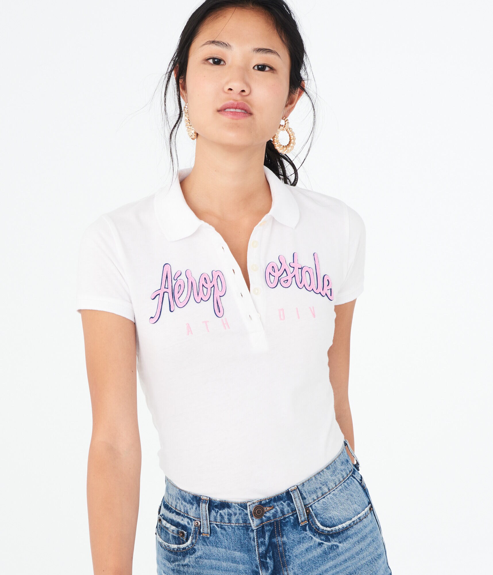 Aeropostale Athletic Div Graphic Jersey Polo