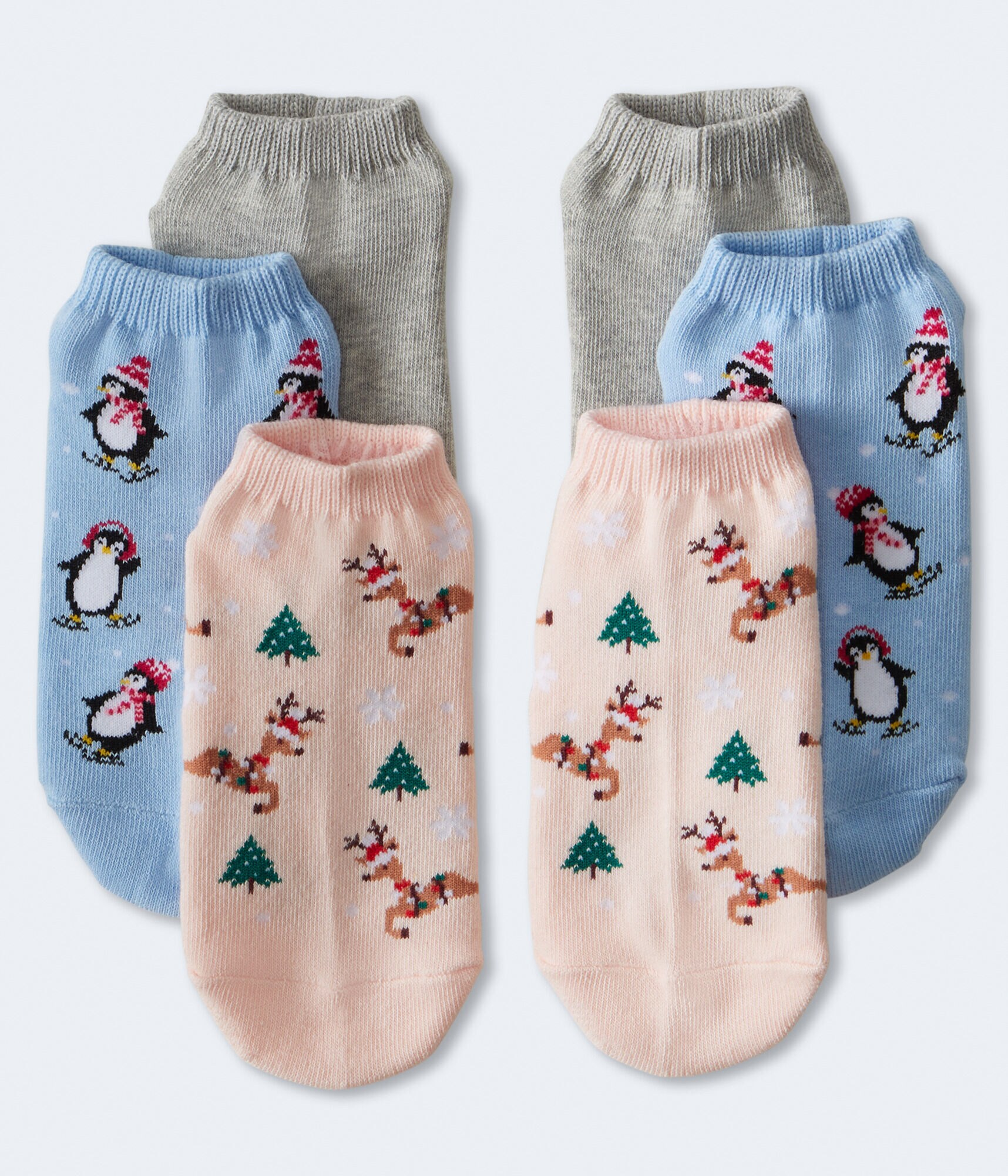 Santa Hat Reindeer Ankle Sock 3-Pack