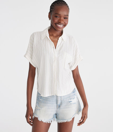 Short Sleeve Thin Stripe Camp Shirt Short Sleeve Thin Stripe Camp Shirt