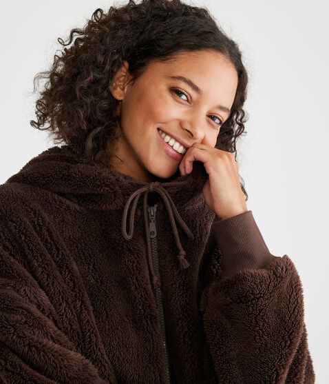 Sherpa Oversized Full-Zip Hoodie