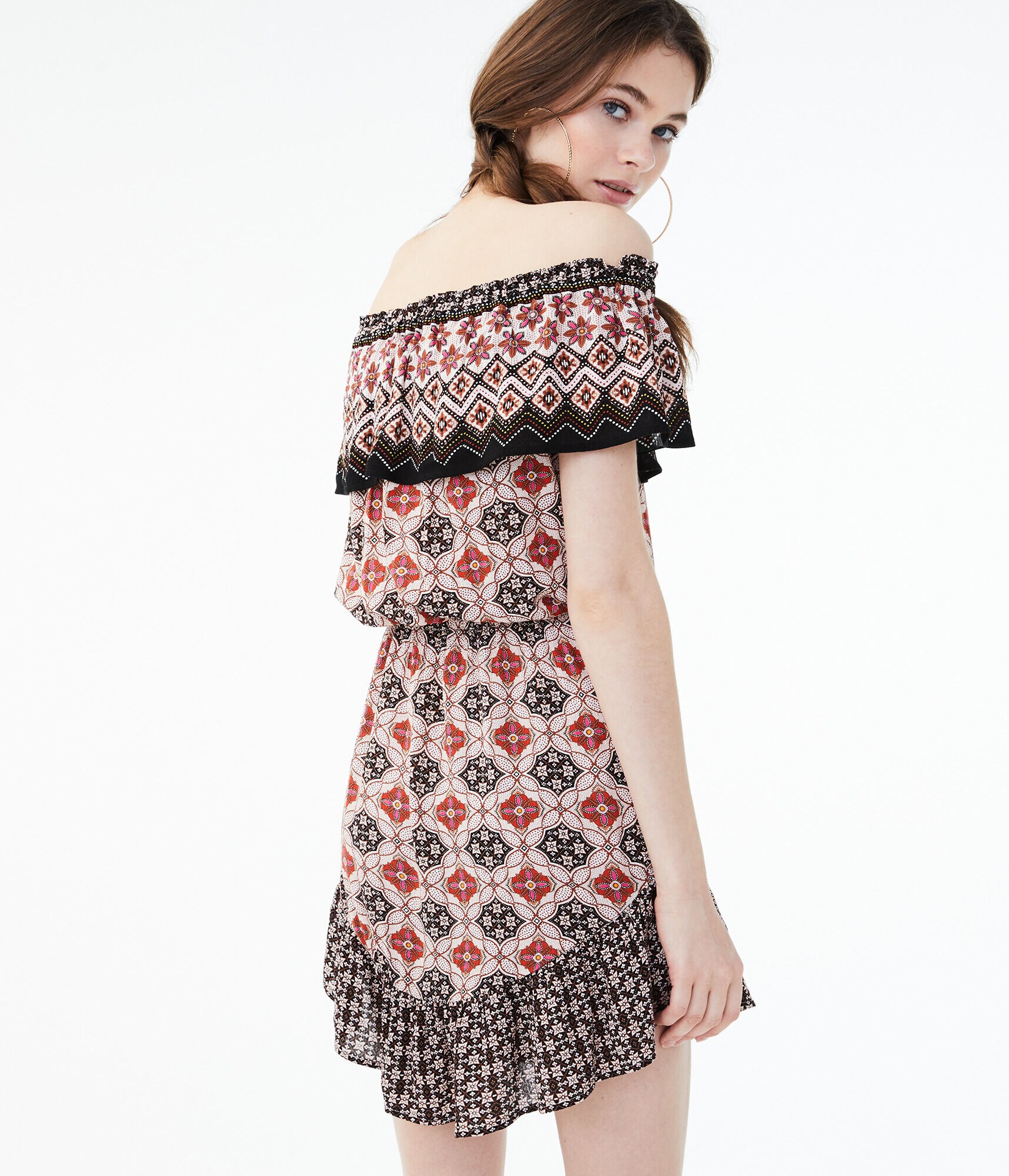 Floral Ruffle Off-The-Shoulder Dress