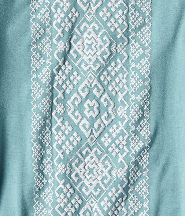 Geo Puff Print Cold-Shoulder Top