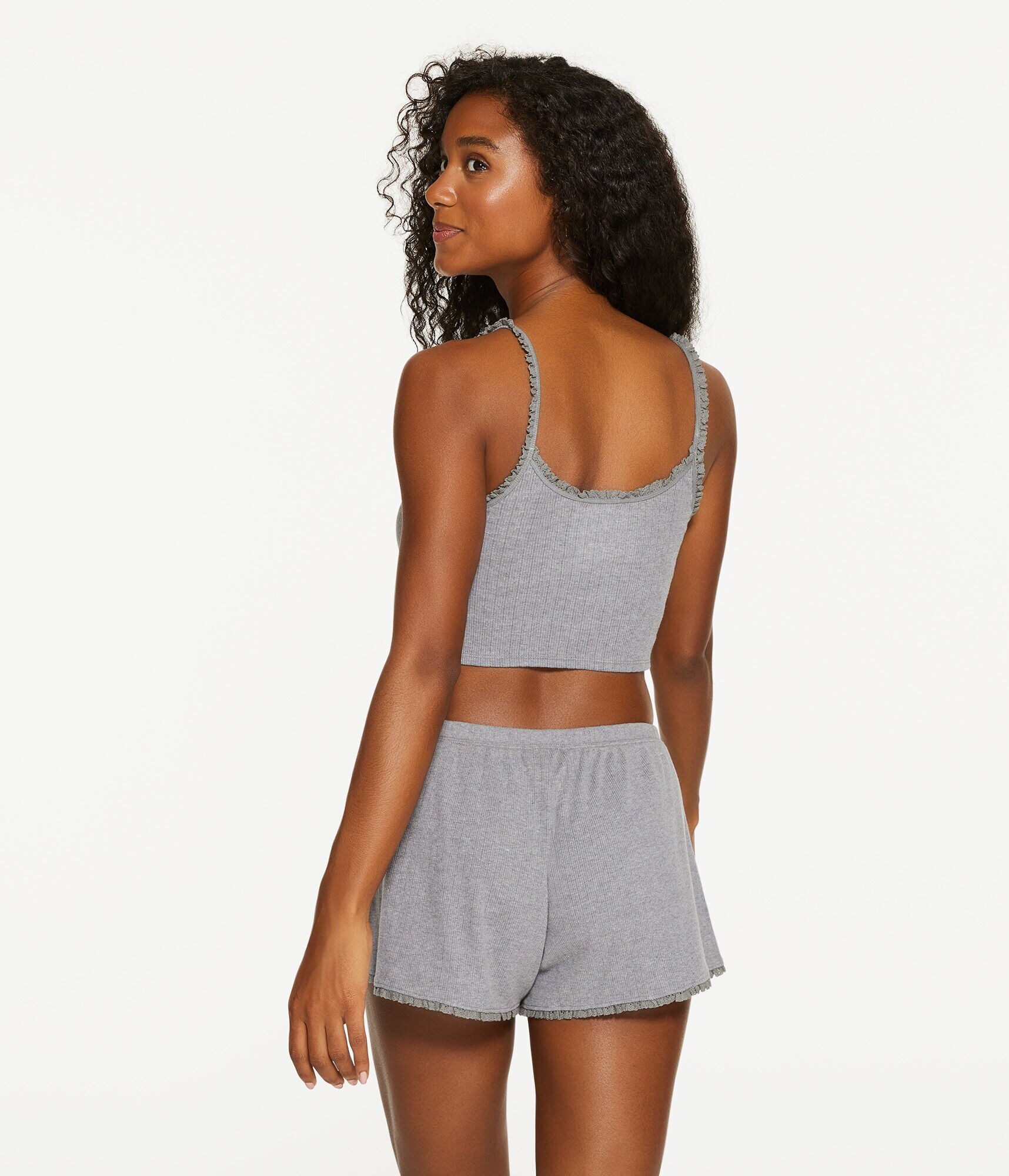 Lace-Trim Cropped Sleep Tank