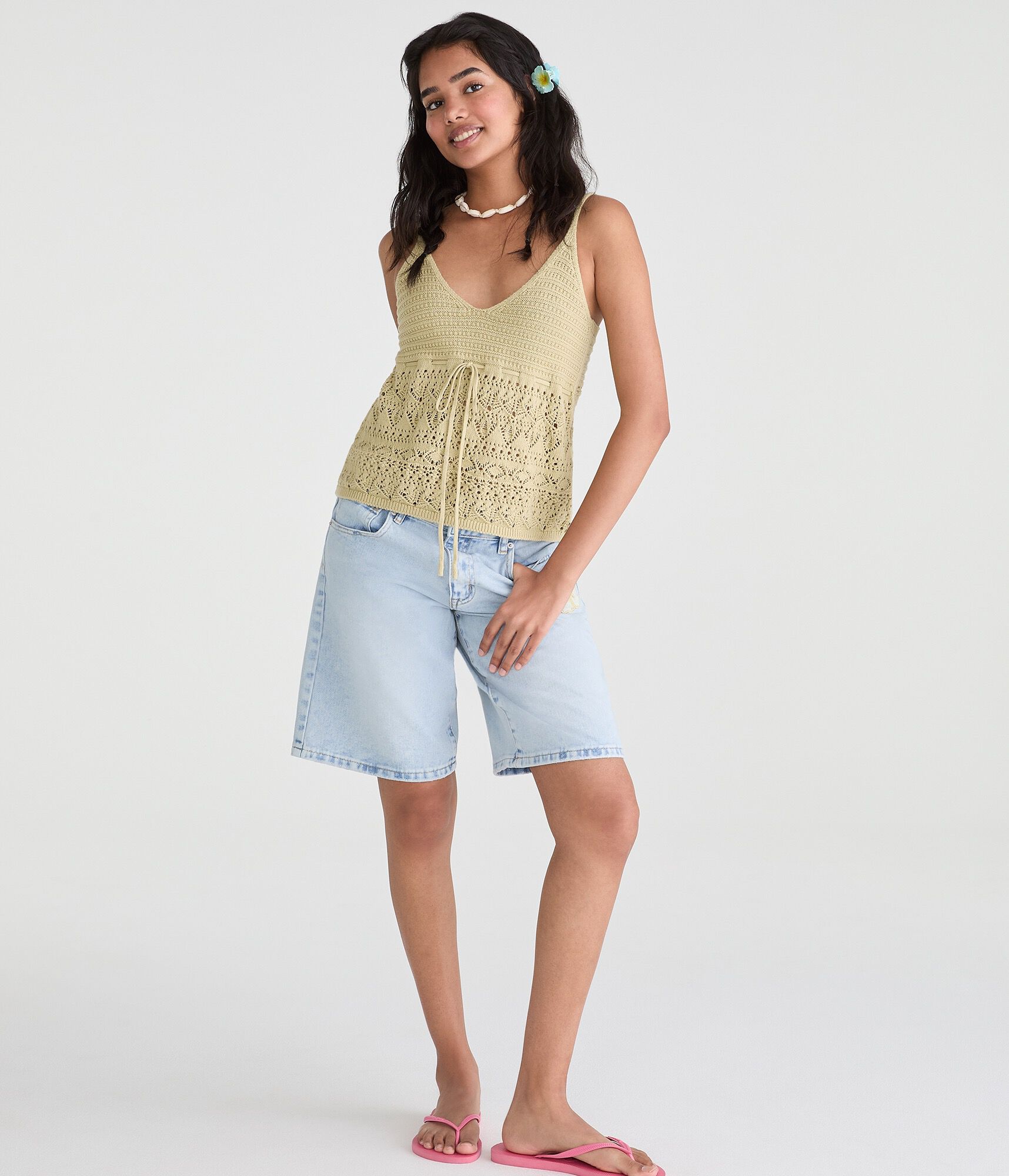 Babydoll Sweater V-Neck Tank Top