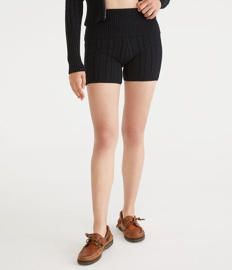 High-Rise Cable Sweater Shorts