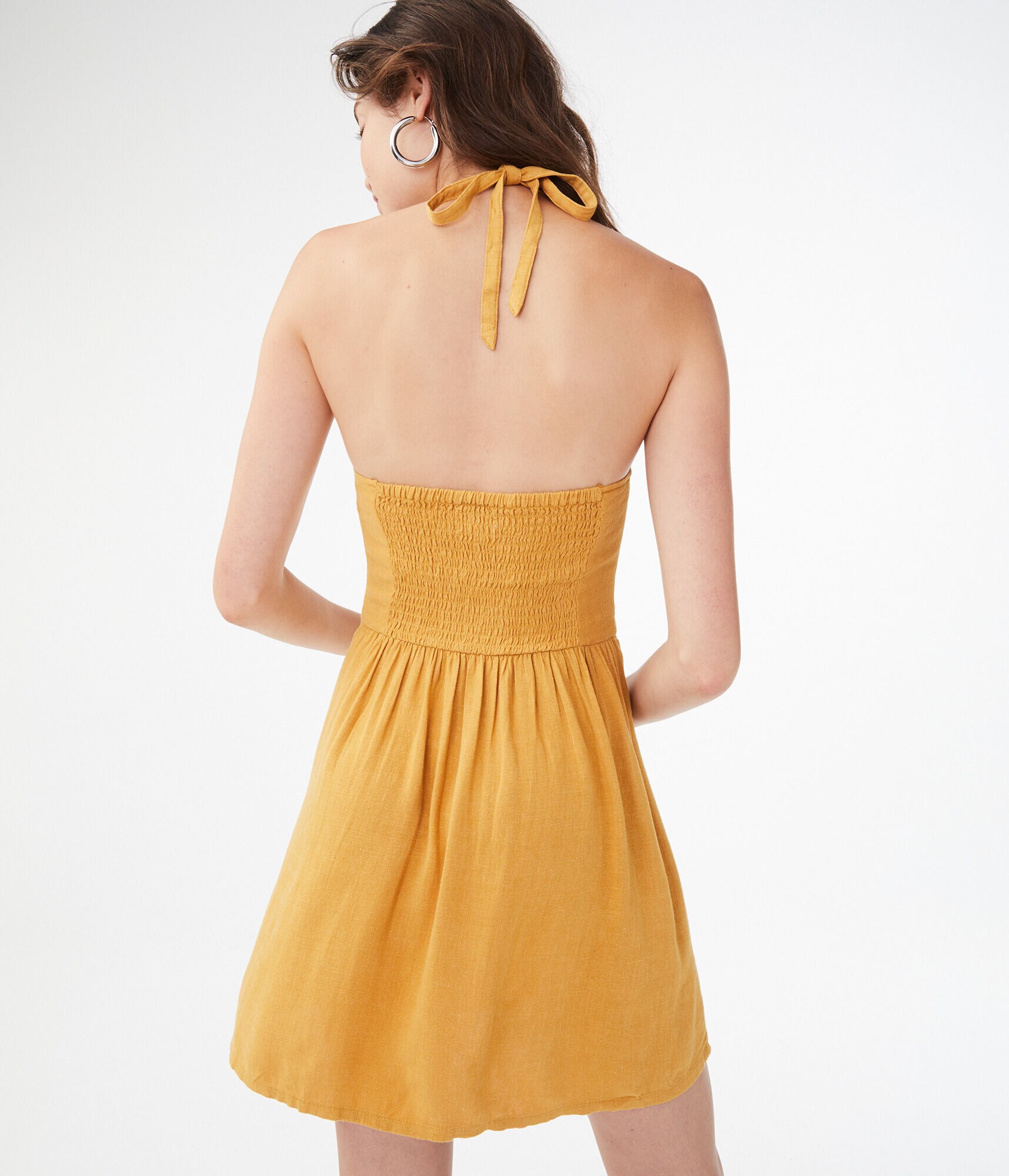 Button-Front Halter Dress