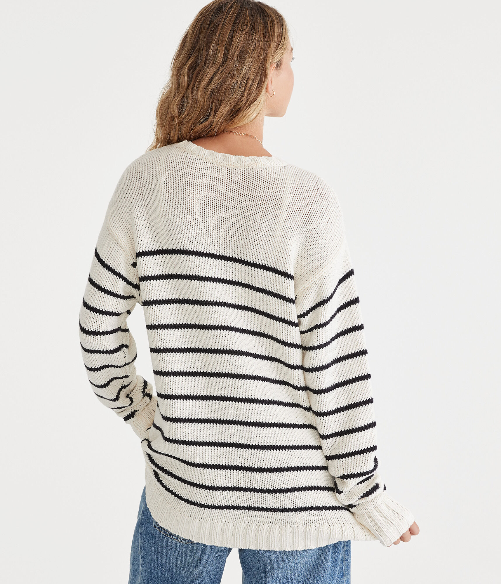 Striped Oversized Crew Sweater