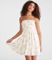 Floral Strapless Fit & Flare Mini Dress