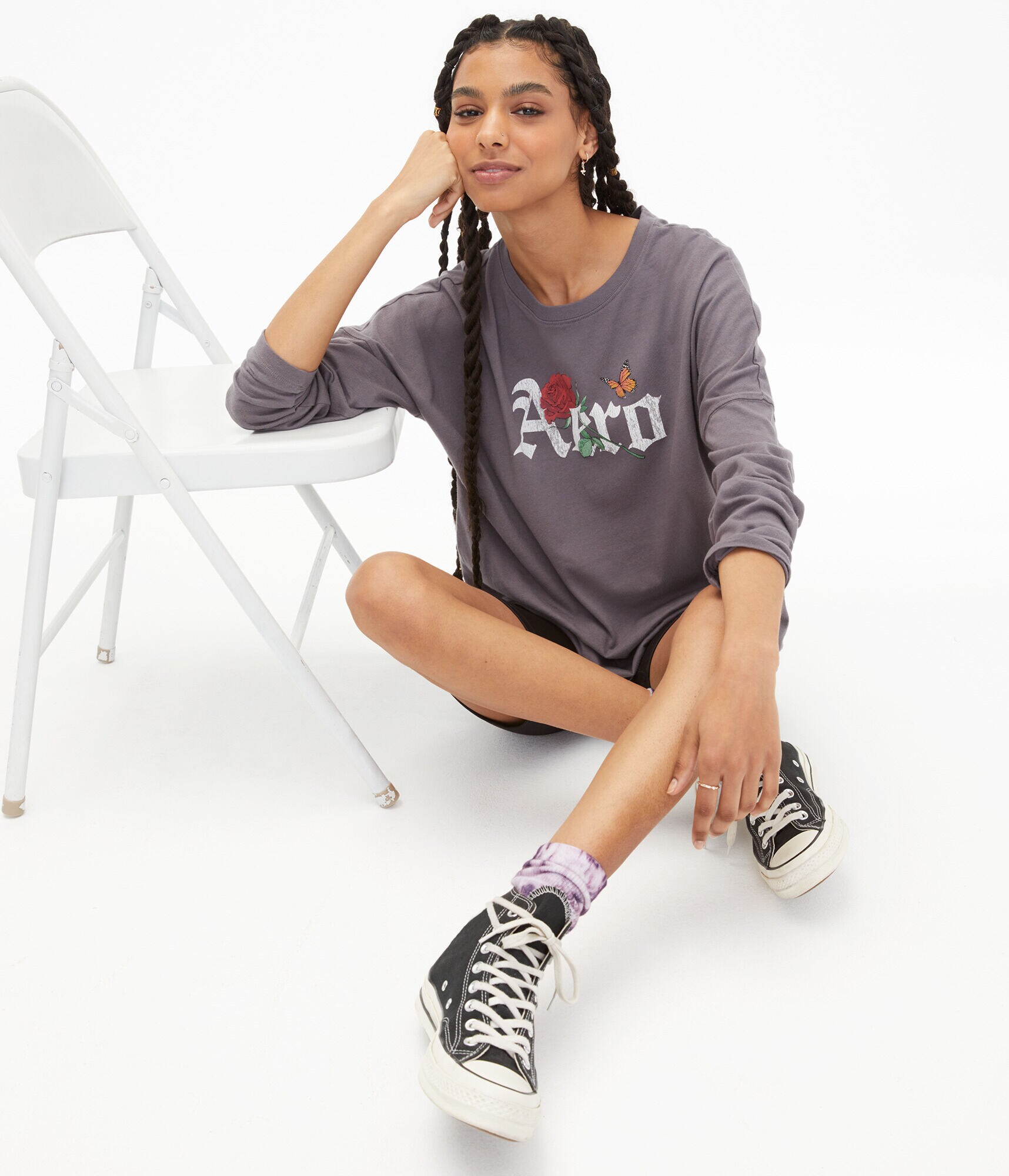 Long Sleeve Aero Logo Rose Oversized 
