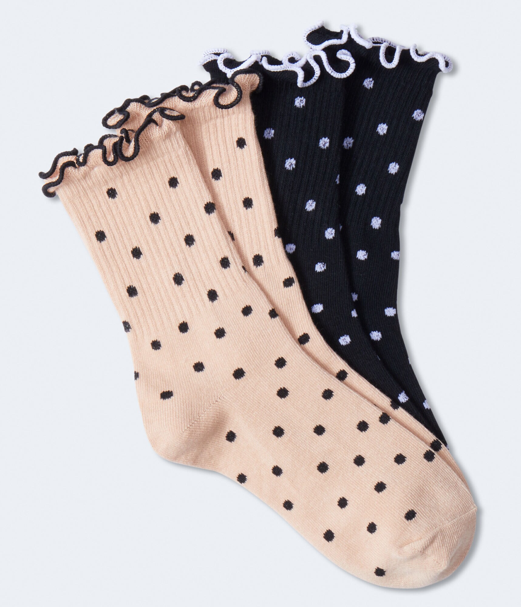 Dotted Ruffled Crew Sock 2-Pack