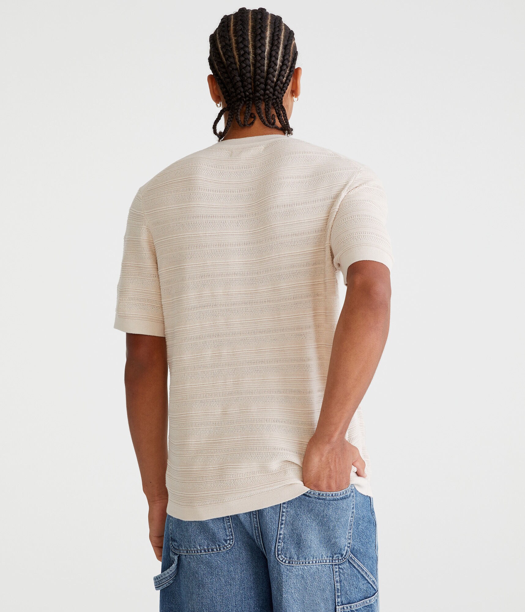 Horizontal Textured Stripe Sweater Tee