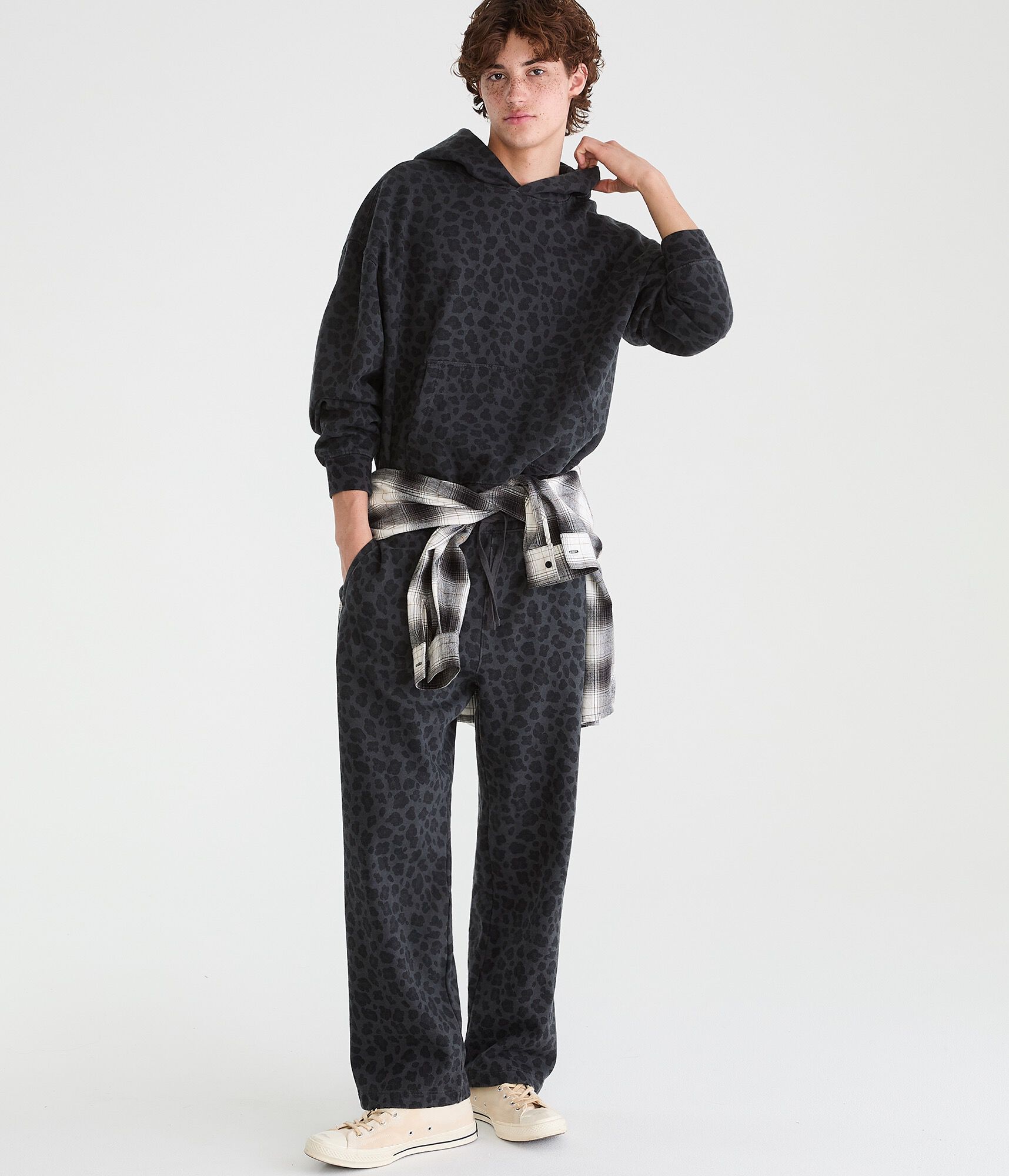 Cloud Soft Leopard Print Boxy Pullover Hoodie