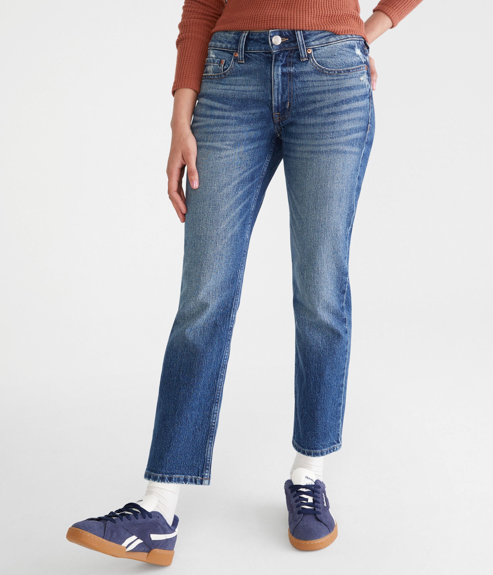 Mid-Rise Straight Ankle Jean