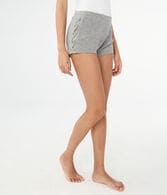 Solid Fuzzy Lace-Up Shorts
