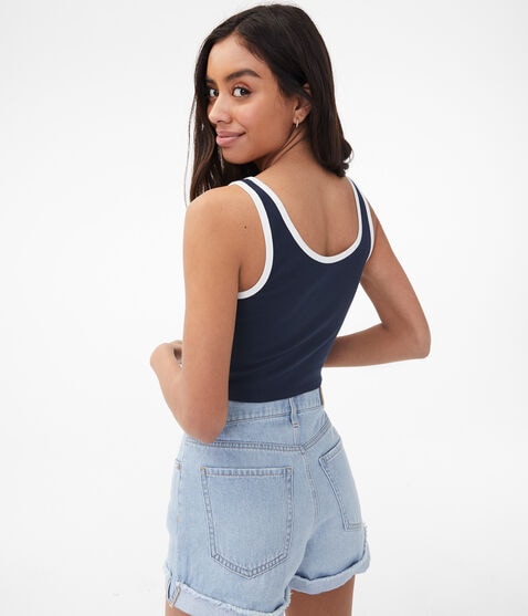 Contrast-Trim Cropped Tank*** Contrast-Trim Cropped Tank***
