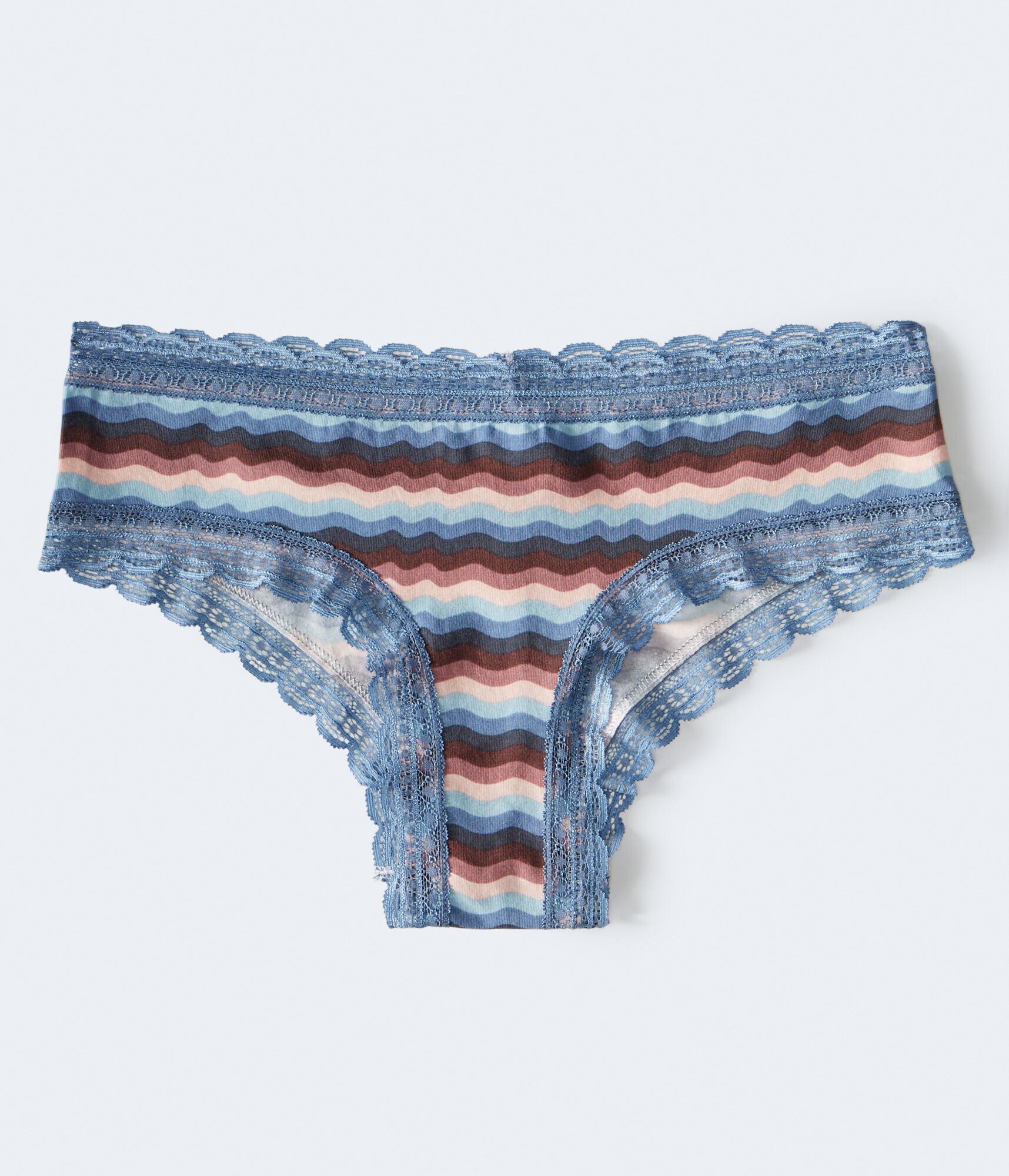 Wavy Stripe Lace-Trim Cheeky