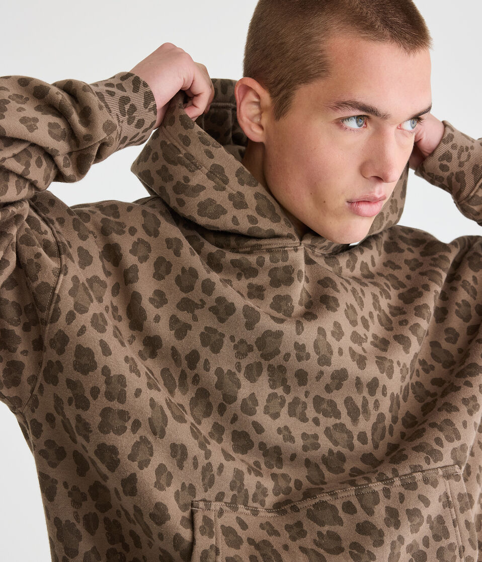 Cloud Soft Leopard Print Boxy Pullover Hoodie