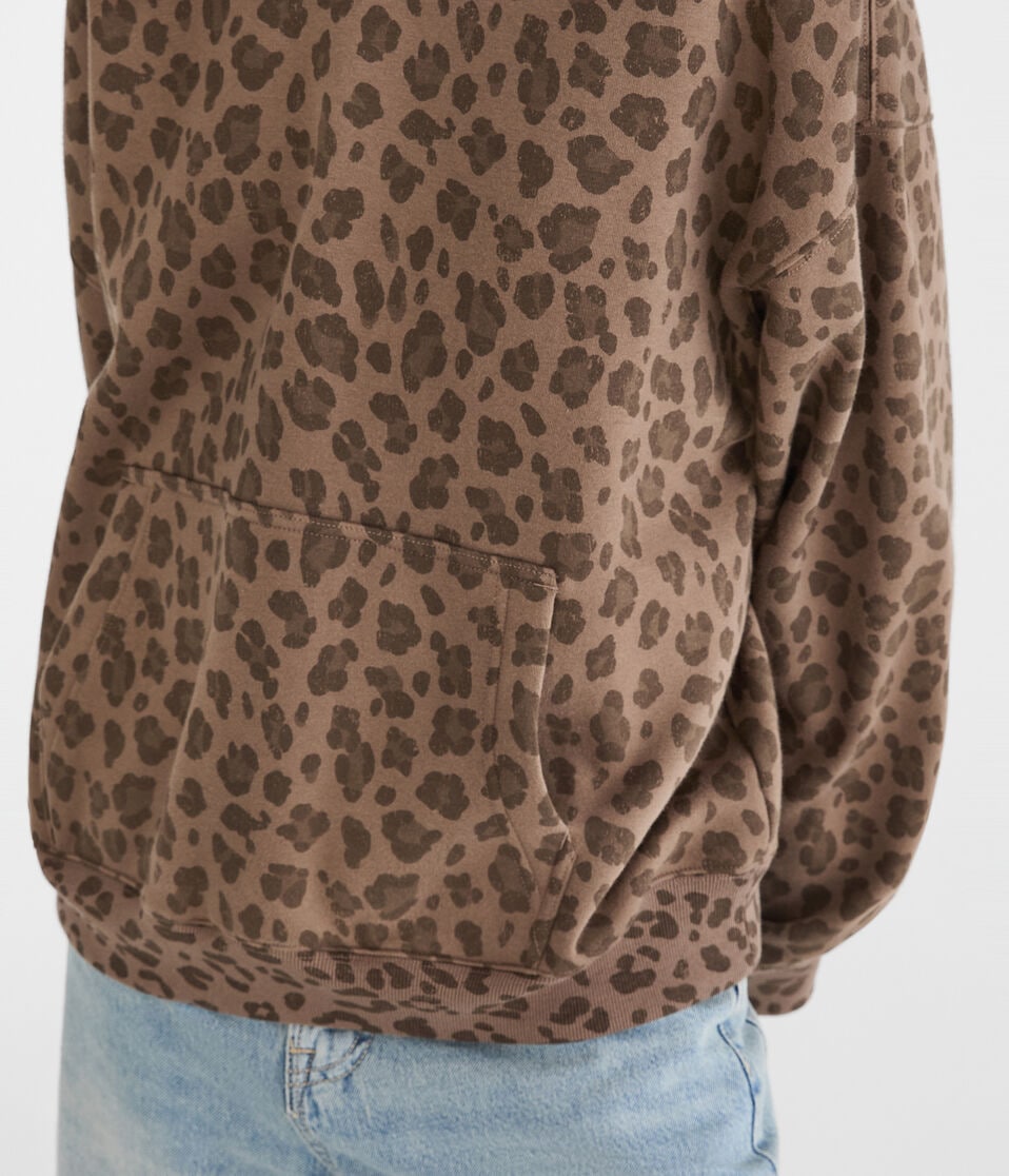 Cloud Soft Leopard Print Boxy Pullover Hoodie