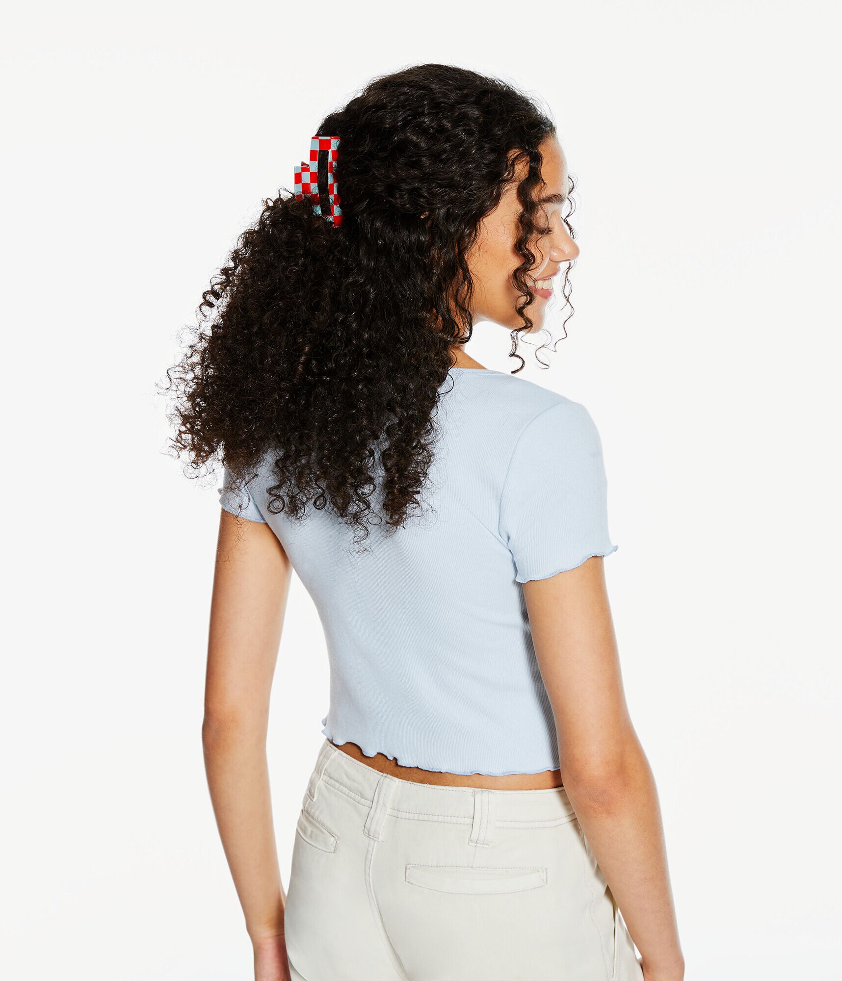 Flyaway Button-Front Cropped Tee