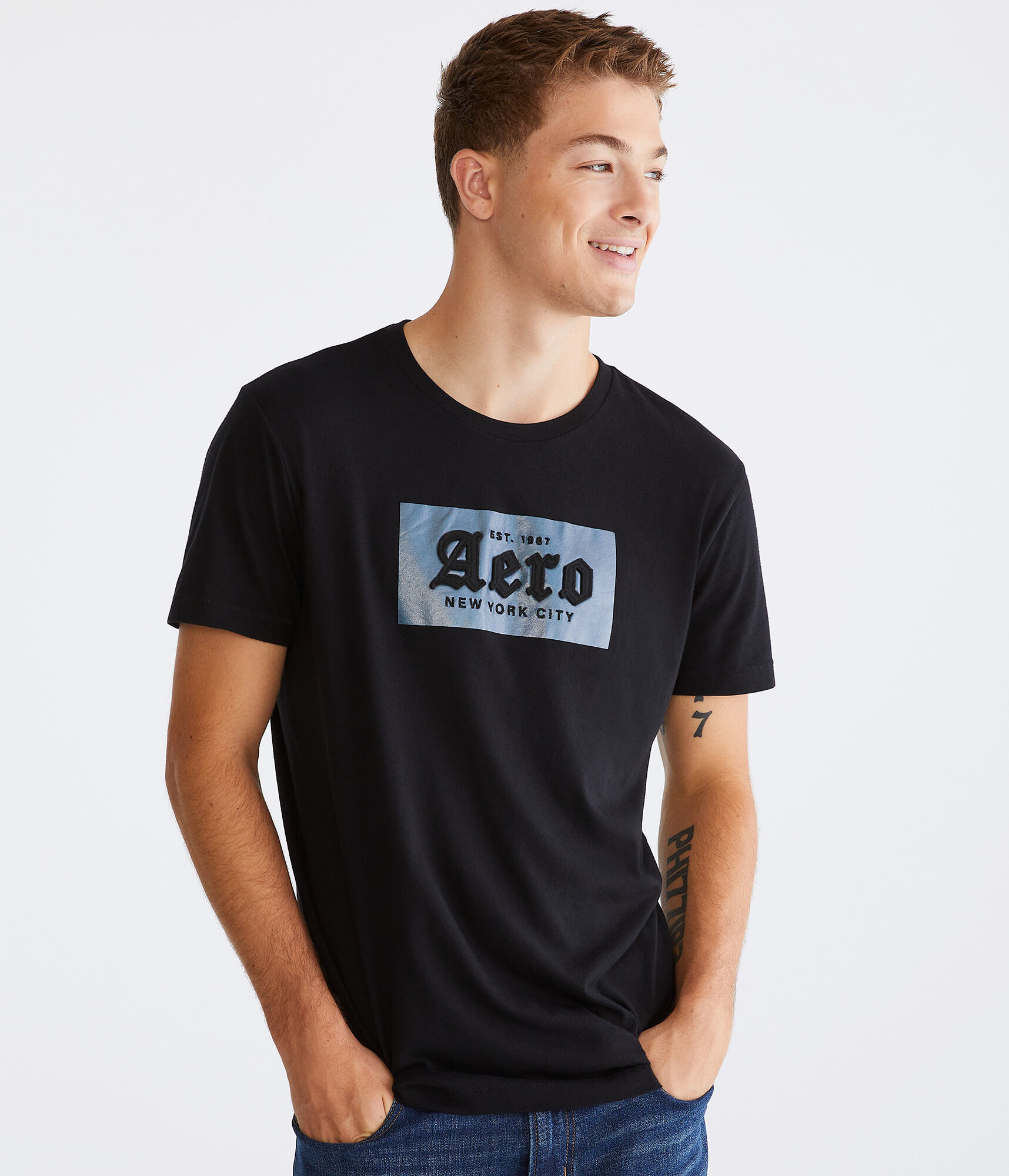 Aero Gothic Logo Appliqu&eacute; Graphic Tee