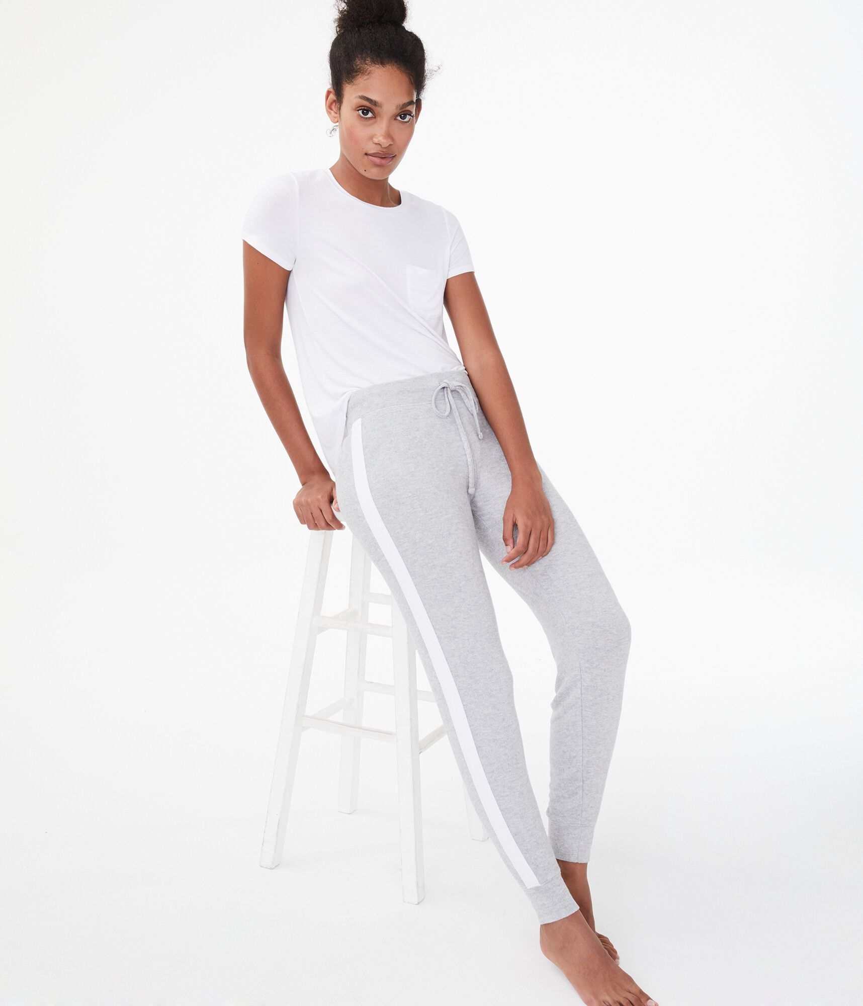 Side Stripe Fuzzy Jogger Sweatpants