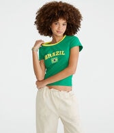 Brazil Graphic Ringer Baby Tee
