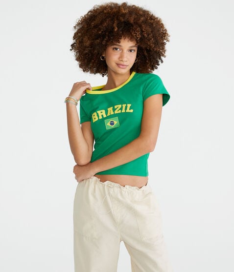 Brazil Graphic Ringer Baby Tee Brazil Graphic Ringer Baby Tee