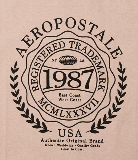 Aeropostale Laurel Circle Flocked Graphic Tee Aeropostale Laurel Circle Flocked Graphic Tee