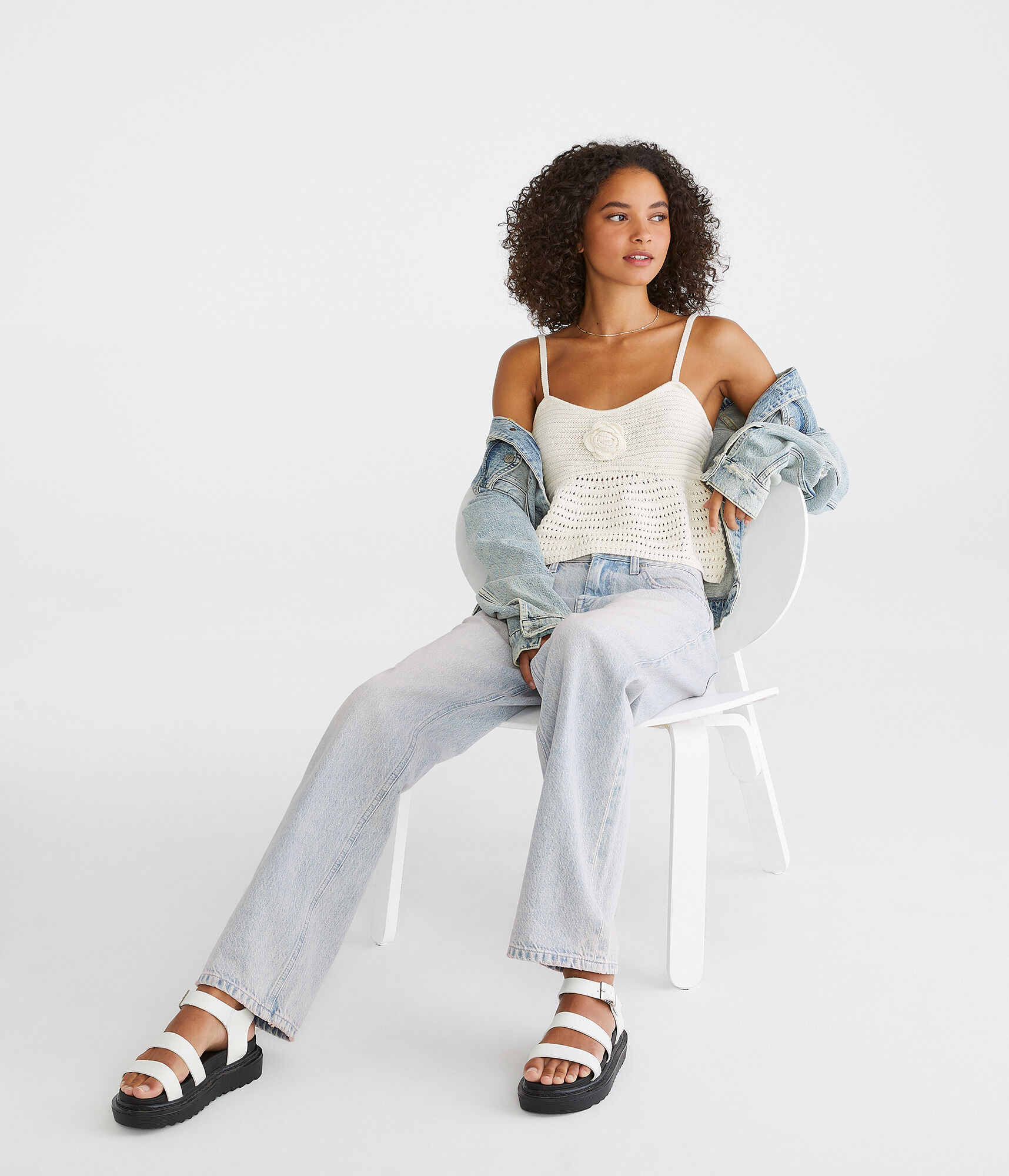 Rosette Crocheted Peplum Tank